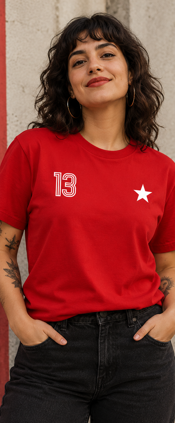 Camisa Fortaleza 13 — Frente e Costas — cor Vermelha